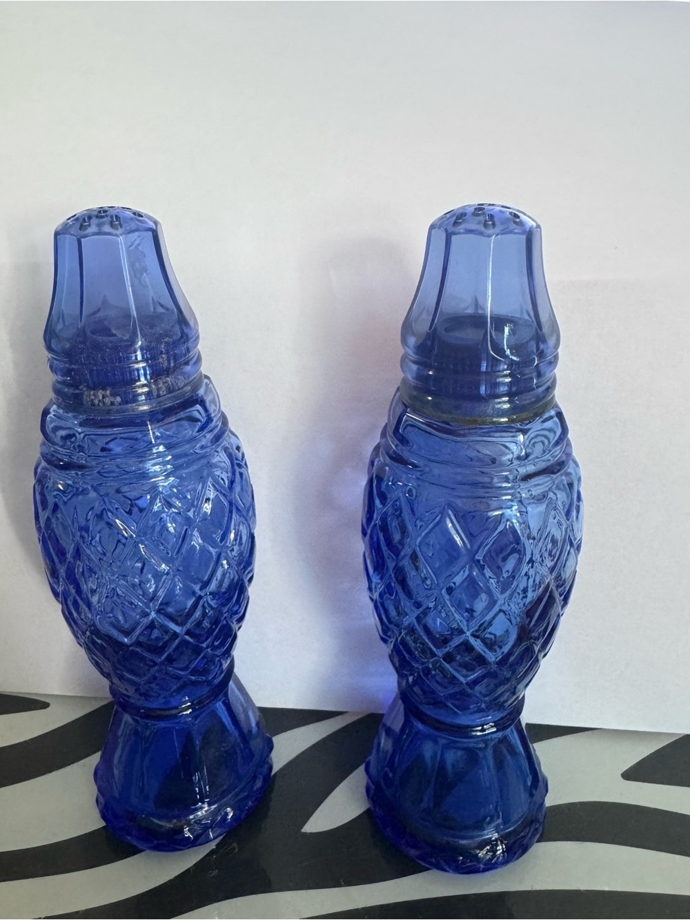 Avon Cobalt Blue Pressed Glass Salt & Pepper Set